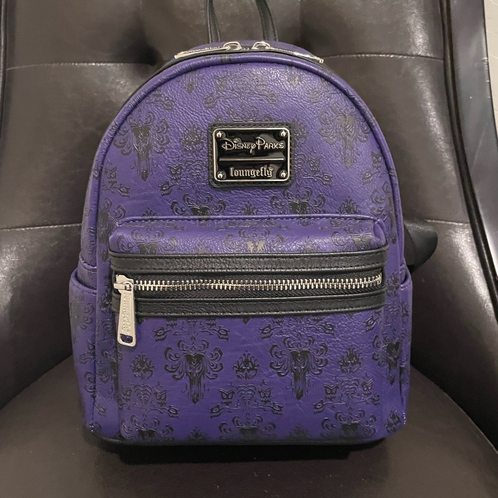 SOLD - Disney Haunted Mansion Purple Wallpaper Loungefly Mini Backpack BNWT